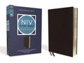 NIV study Bible with black bonded leather cover and cream-edged pages