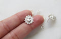 Sacred heart stud earrings, silver-tone starburst heart motif