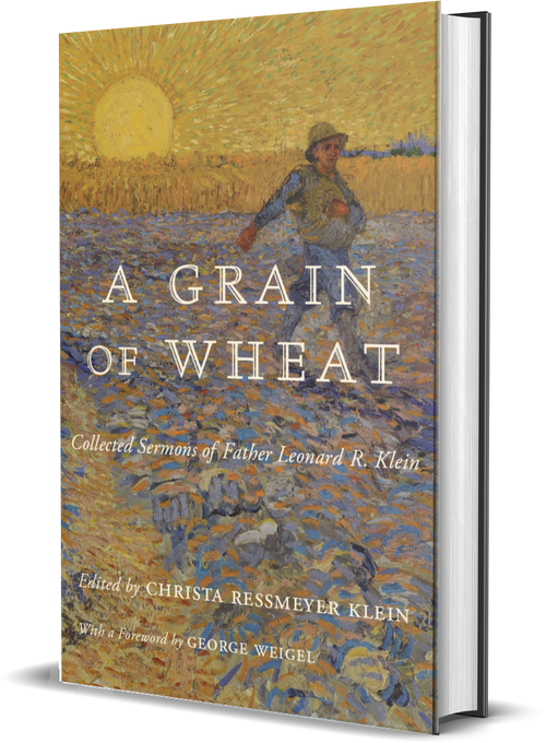 Collected sermons book cover with wheat field artwork and visible spine edge