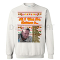 Light gray crewneck sweatshirt with colorful Christmas food-themed front graphic
