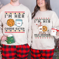 Light beige Christmas sweatshirt with “I’M HER” cookie eater graphic and red hearts