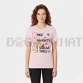 Light pink unisex Christmas graphic tee with Nice/Naughty and 'I Swear I Tried' text