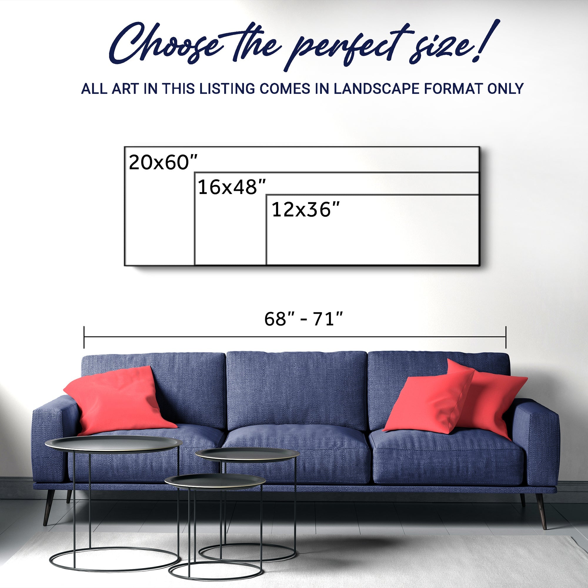 Jesus canvas wall art size options diagram, landscape format only