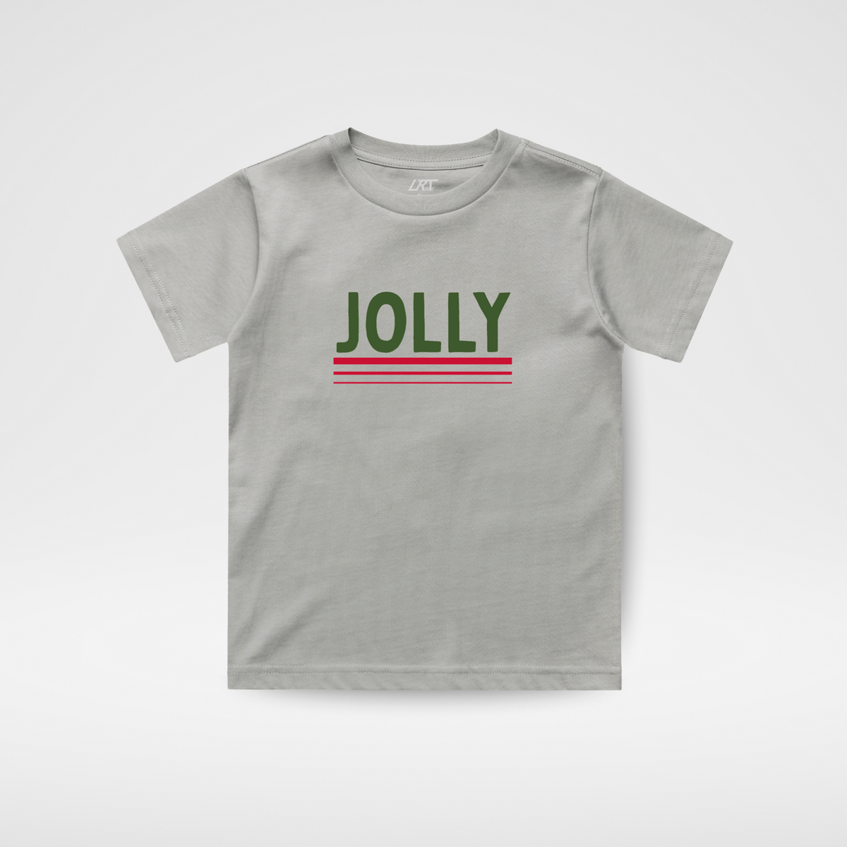 Ash toddler graphic T-shirt with JOLLY logo and red stripe graphic