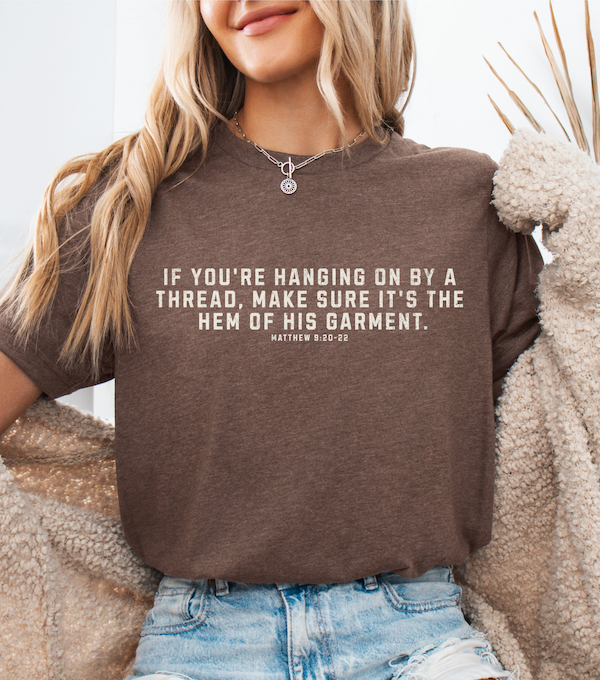 Heather brown graphic slogan tee, short sleeves and crew neck