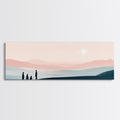 Landscape canvas print with dark figures at the horizon and a glowing star in pink sky