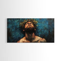 Horizontal Jesus Christ crown of thorns canvas wall art, framed