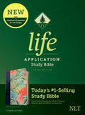 Teal floral study Bible with patterned cover and NLT branding