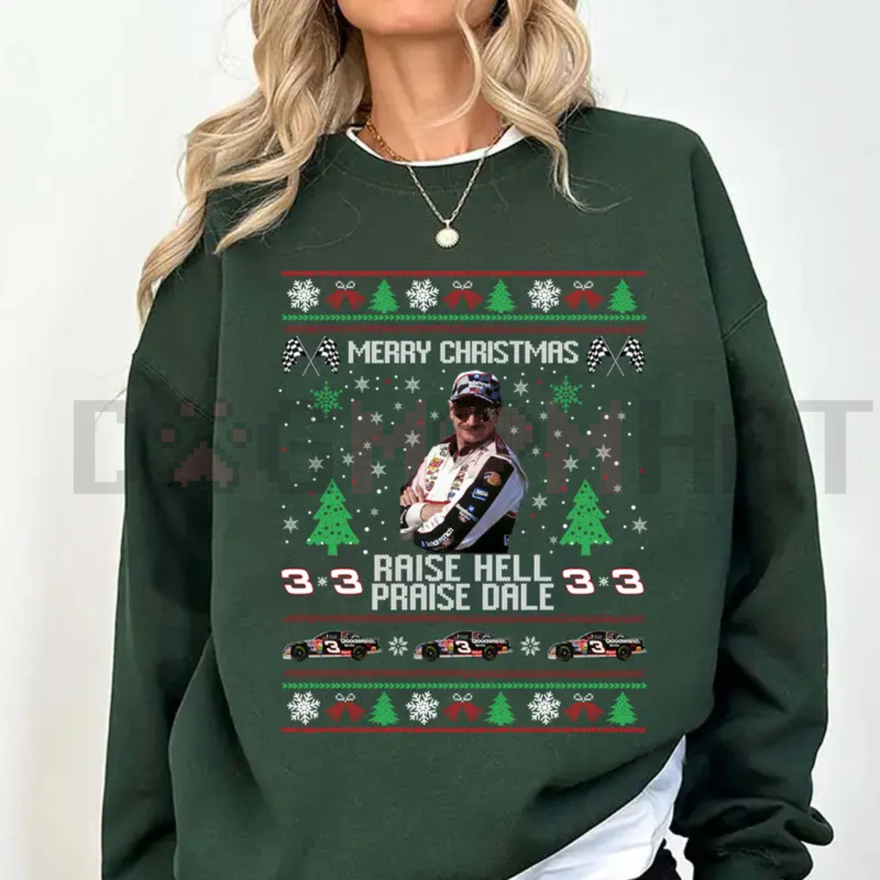 Dark green Christmas graphic sweatshirt with holiday front print