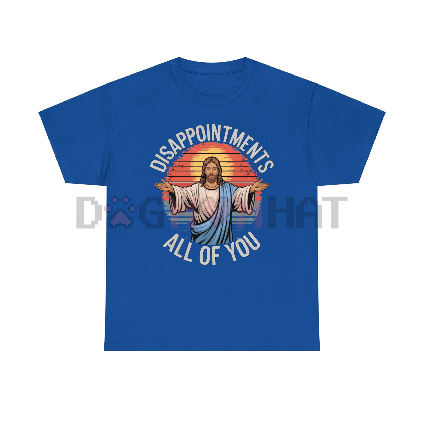 Dark blue T-shirt with large 'DISAPPOINTMENTS' and 'ALL OF YOU' graphic print