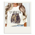 Comfort Colors T-shirt in cream with large lion graphic and YESHUA text