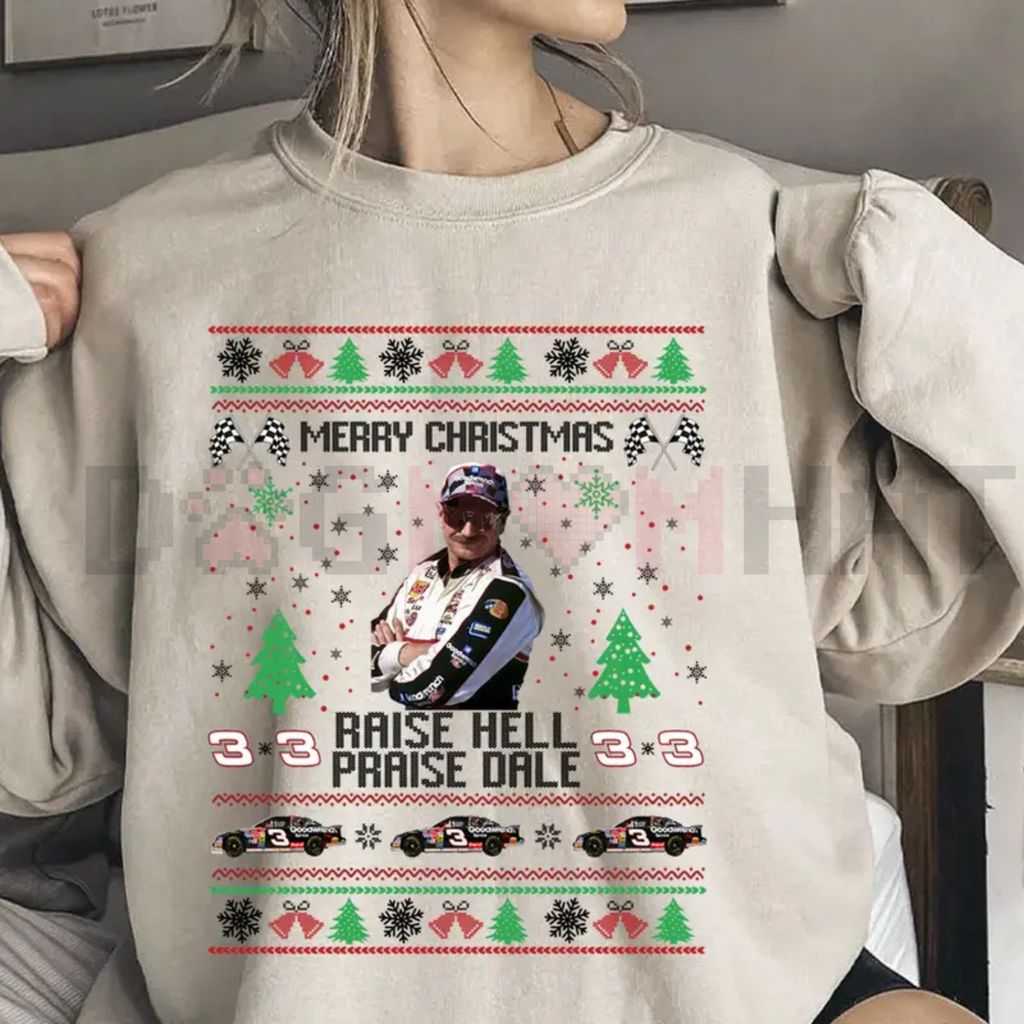 Light gray Christmas graphic sweatshirt with holiday front print