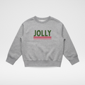 Grey toddler crewneck sweatshirt with JOLLY logo graphic on front
