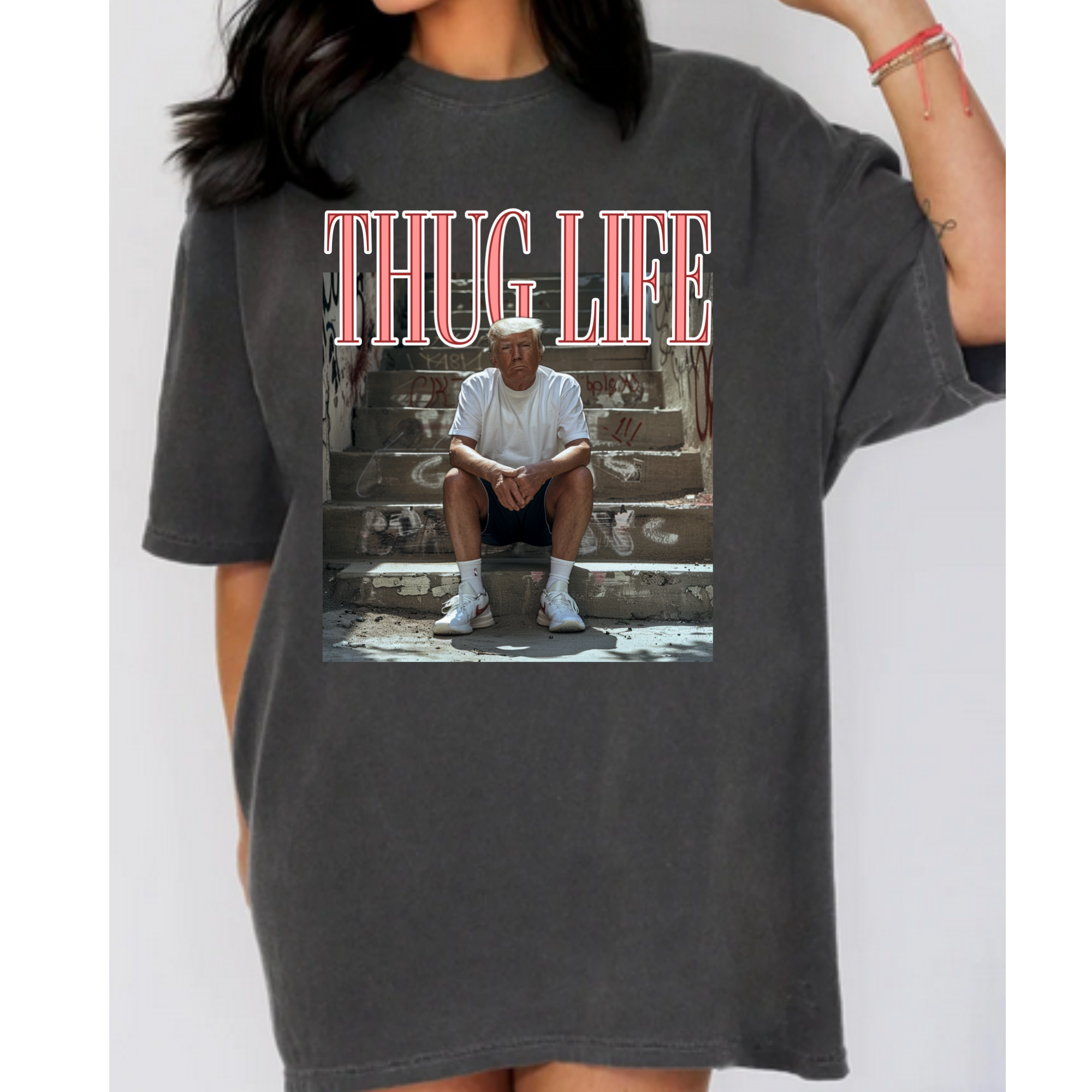 Charcoal graphic T-shirt with front print