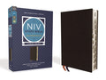NIV Study Bible large print, bonded leather cover, black with thumb index edge