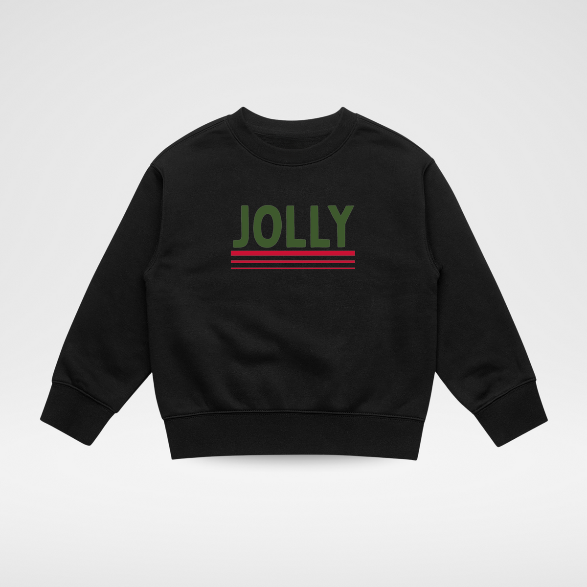 Black toddler crewneck sweatshirt with front JOLLY logo