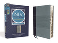 NIV Study Bible Personal Size with navy-blue leathersoft cover and thumb index tabs