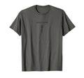 Dark gray T-shirt with small cross minimalist front graphic