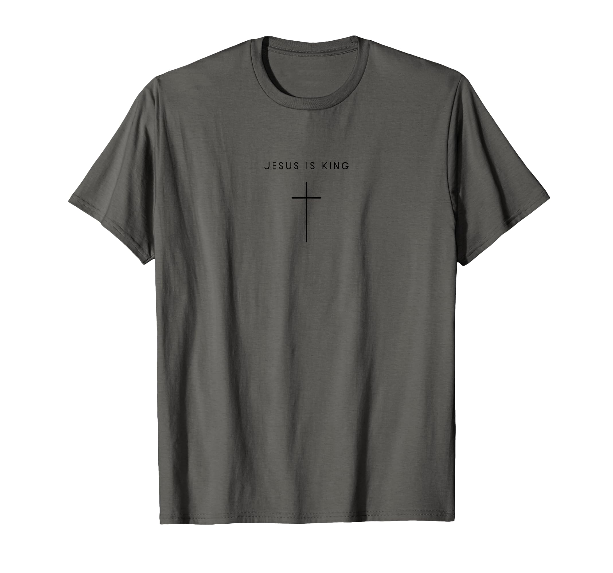 Dark gray T-shirt with small cross minimalist front graphic