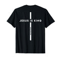 Black T-shirt with vertical white cross and JESUS IS KING back print