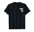 Black crewneck T-shirt with white 'Christ is King' graphic on chest