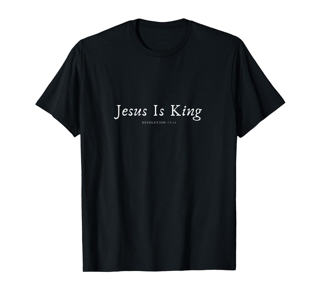 Black T-shirt with "Jesus Is King" front graphic