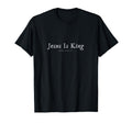 Black T-shirt with "Jesus Is King" front graphic