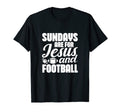 Black unisex T-shirt with white graphic text: Sundays are for Jesus and football