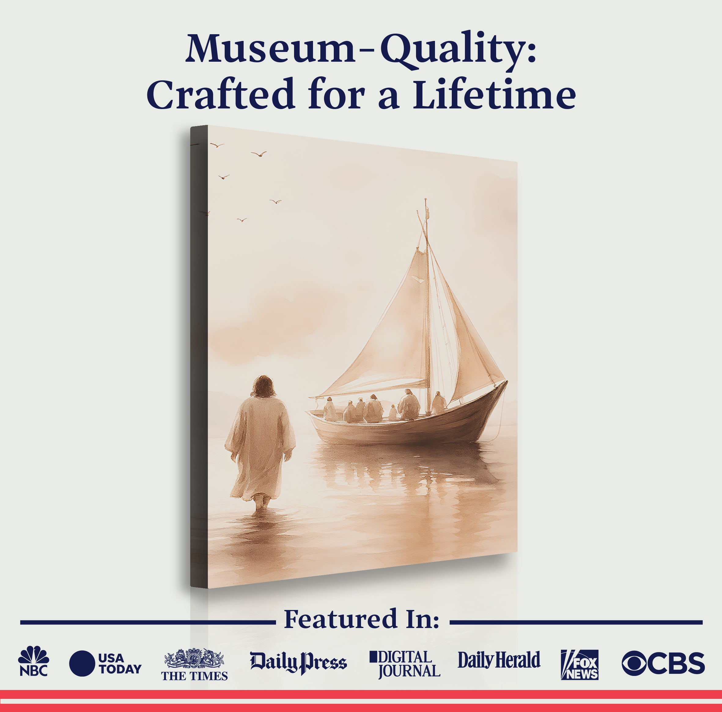 Wall art packaging card reading 'Museum-Quality: Crafted for a Lifetime'