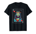 Black unisex T-shirt with colorful king-face graphic centered on the chest.