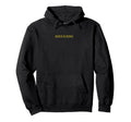 Unisex black pullover hoodie with 'JESUS IS KING' yellow chest print