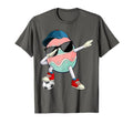 Dark gray T-shirt with cartoon dabbing Easter egg soccer graphic on front