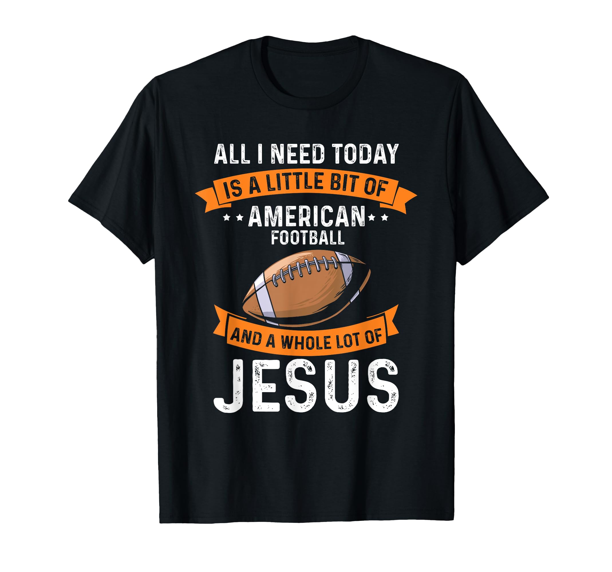 Black t-shirt with soccer ball and “Jesus” religious graphic on front