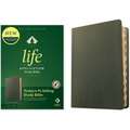 Olive green genuine leather Life Application Study Bible, indexed