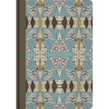 Hardcover study bible with blue illustrated cover pattern and rounded corners