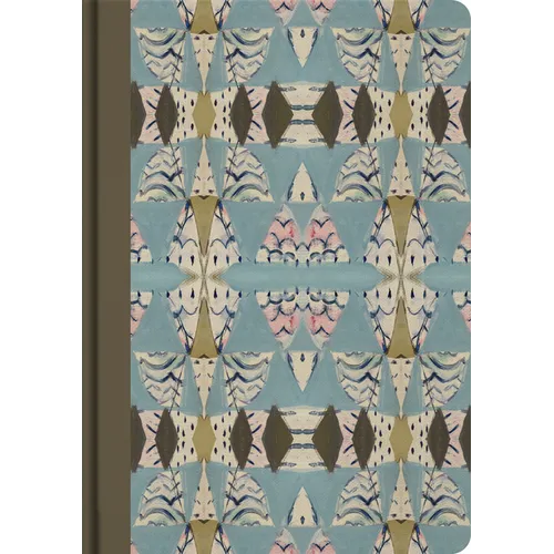 Hardcover study bible with blue illustrated cover pattern and rounded corners