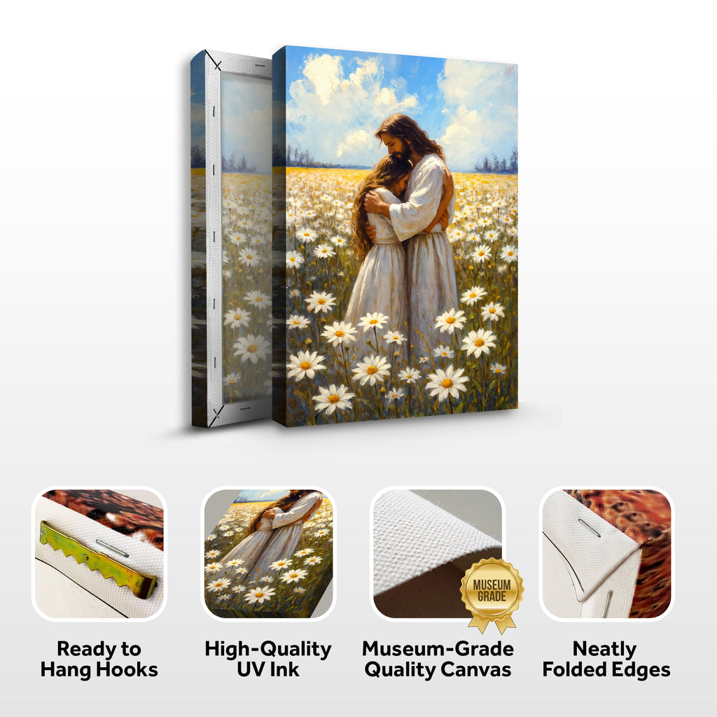 Folded faith canvas wall art with hanging hooks and UV ink quality icons