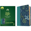 Life application study bible large print leatherlike, meadow teal cover with leaf design, NLT