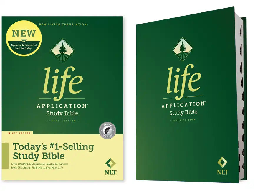 Green hardcover study Bible with Life Application cover text and NLT logo