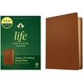 NLT Life Application Study Bible in brown genuine leather, red-letter edition