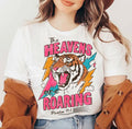 White tee with roaring tiger graphic, 'Heavens Roaring' text, Psalm 19:1