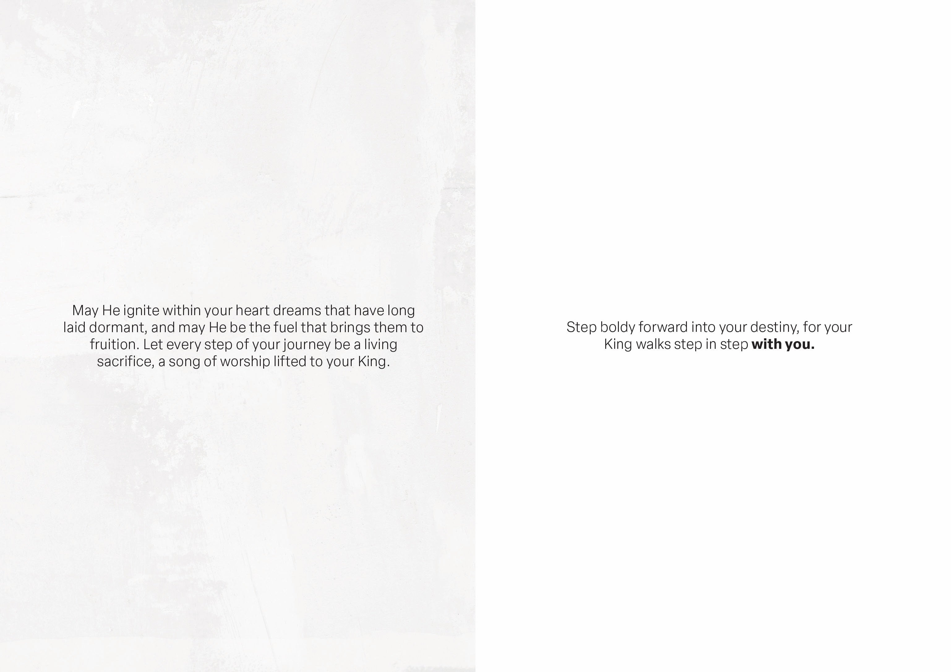 Greeting card interior with small printed religious verse text