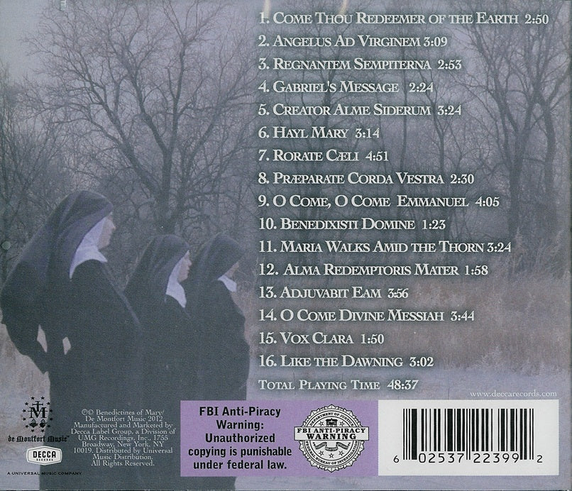 CD back cover with track list, barcode, and label
