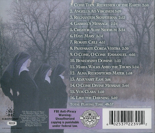 CD back cover with track list, barcode, and label