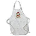 White apron with cartoon teddy bear wearing red Santa hat