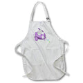 White apron with front pocket and purple Easter bunny flying a plane illustration