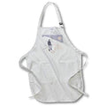 White holiday ski and snow apron with front pocket and printed typography, adjustable strap