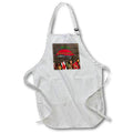 White apron with front pocket and Merry Christmas holiday print with cat