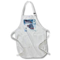 Apron, white full with front pocket and steam train Christmas graphic