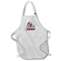 White apron with front pocket and Merry Christmas print with Santa-hat animal